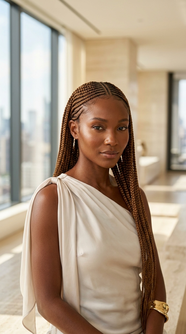 Light Brown Feed-In Braids