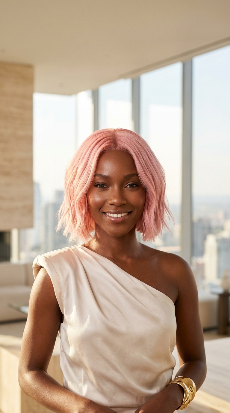 Light Pink Bob For Black Women