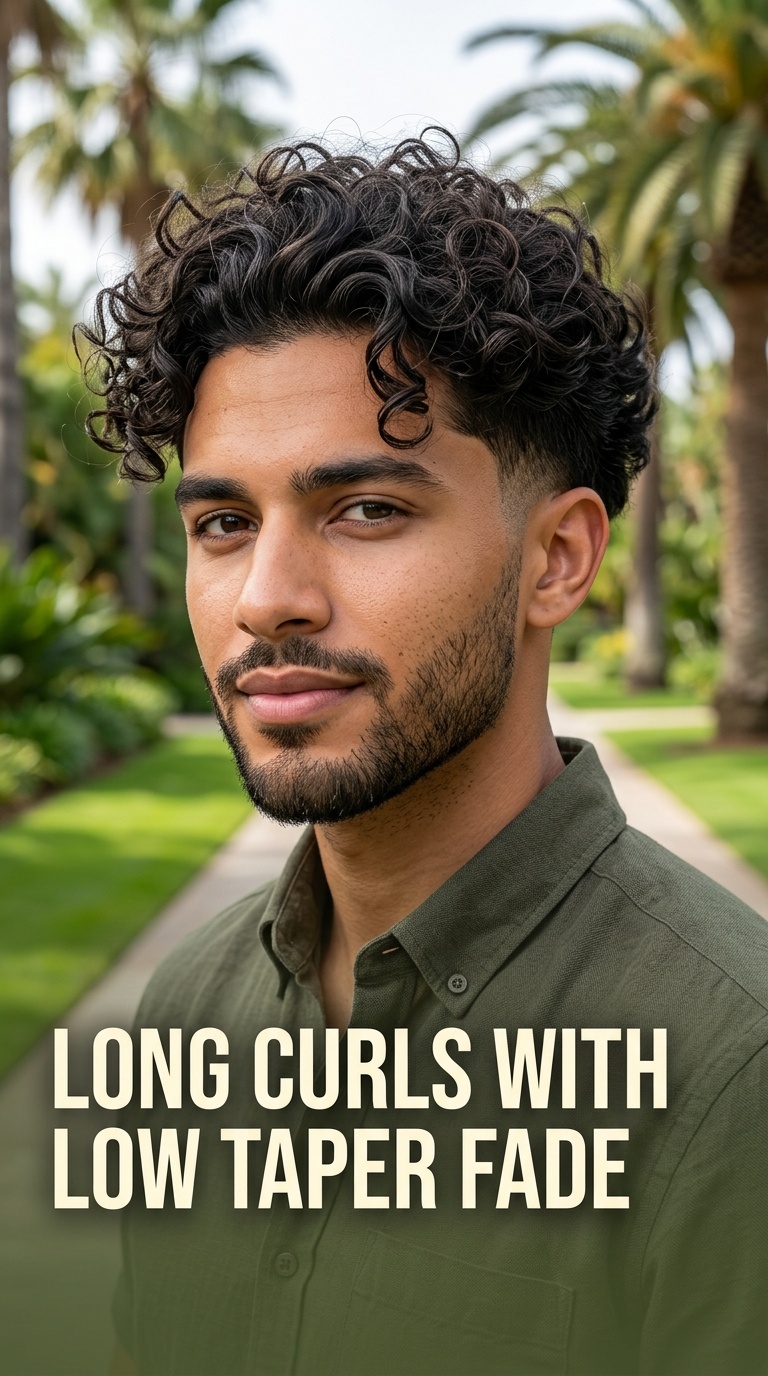 Long Curls with Low Taper Fade