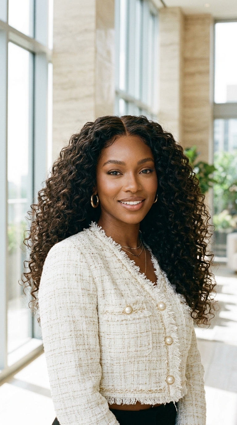 Long Curly Wig Middle Part