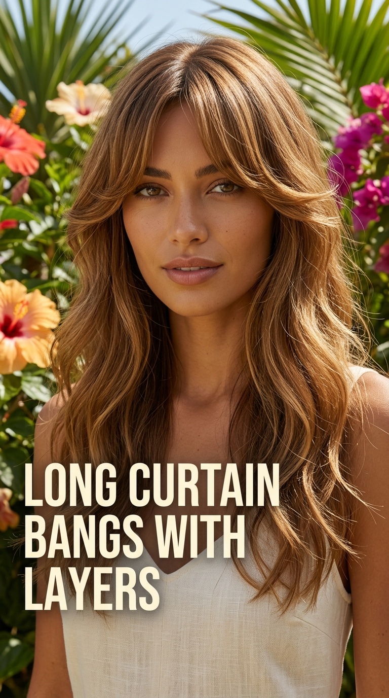 Long Curtain Bangs with Layers