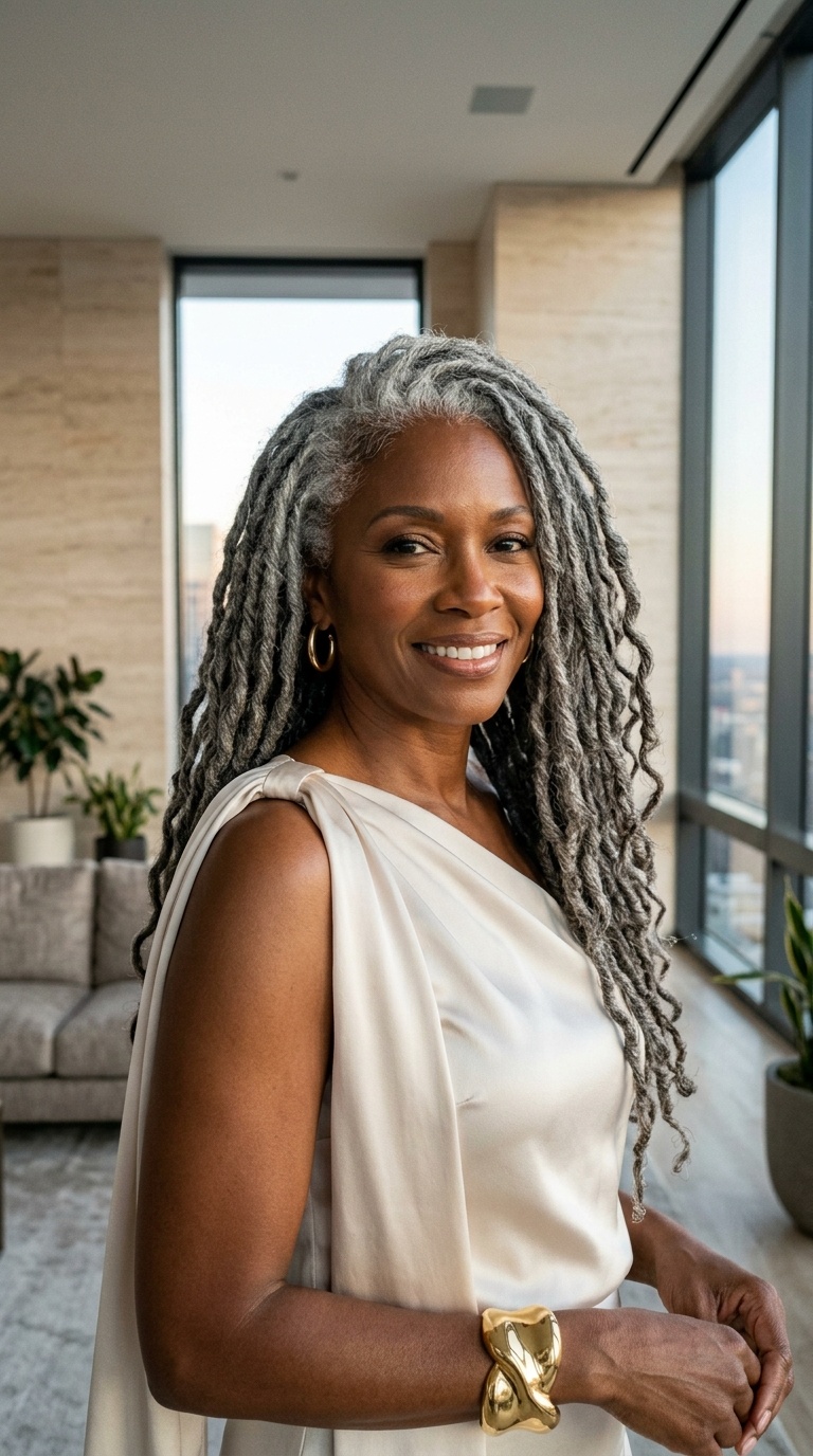 Long Gray Dreadlocks Hairstyles