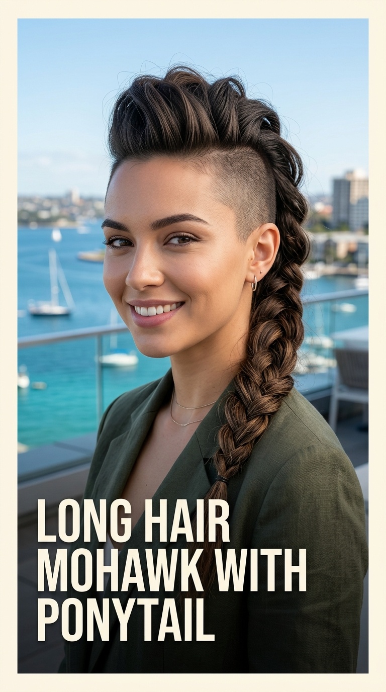 Long Hair Mohawk with Ponytail