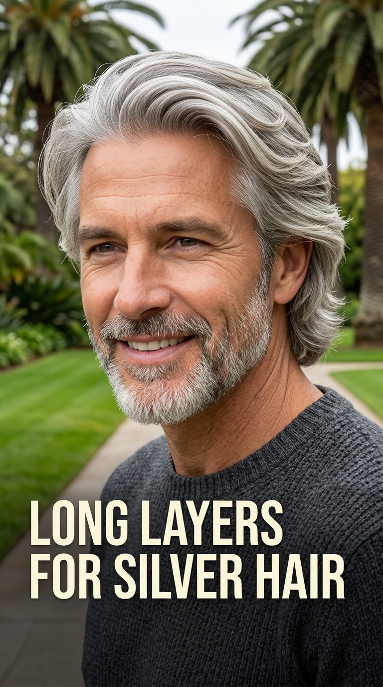 Long Layers for Silver Hair