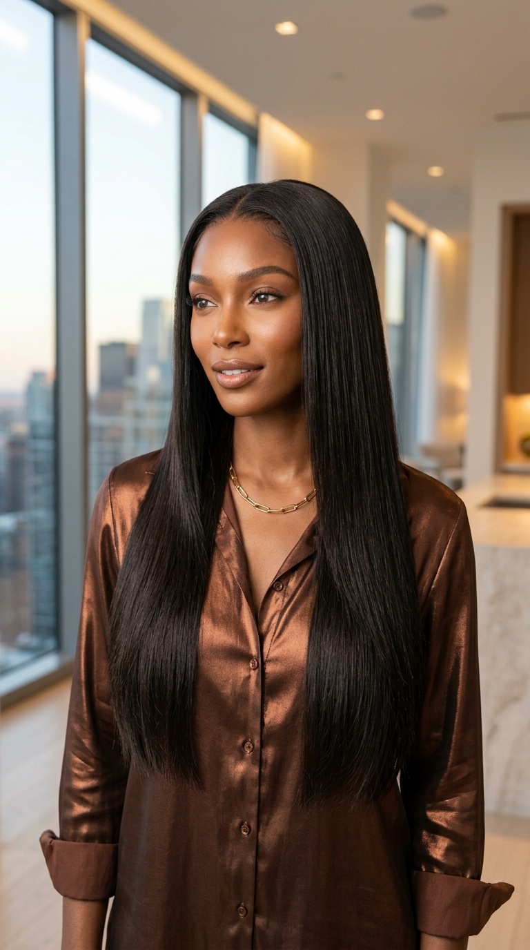 Long Straight Silk Press Wigs