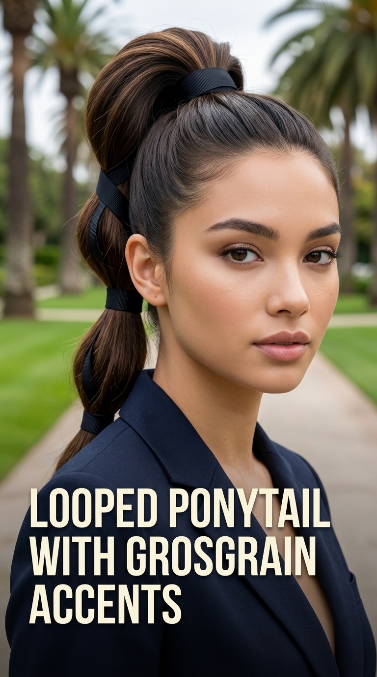 Looped Ponytail with Grosgrain Accents