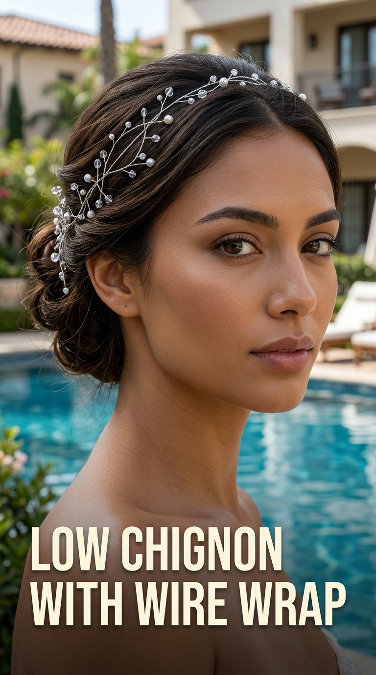 Low Chignon with Wire Wrap