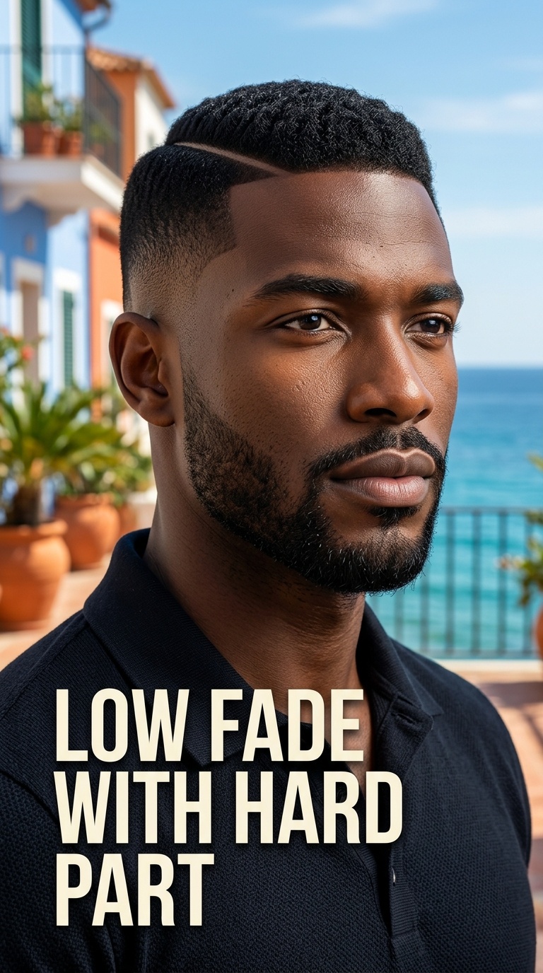Low Fade with Hard Part