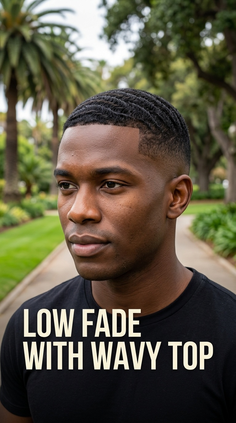 Low Fade with Wavy Top