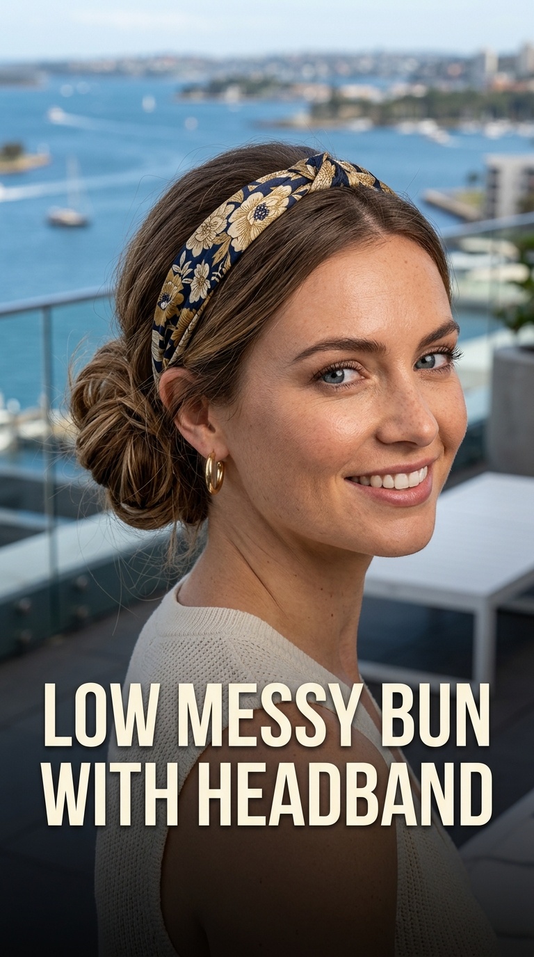 Low Messy Bun with Headband