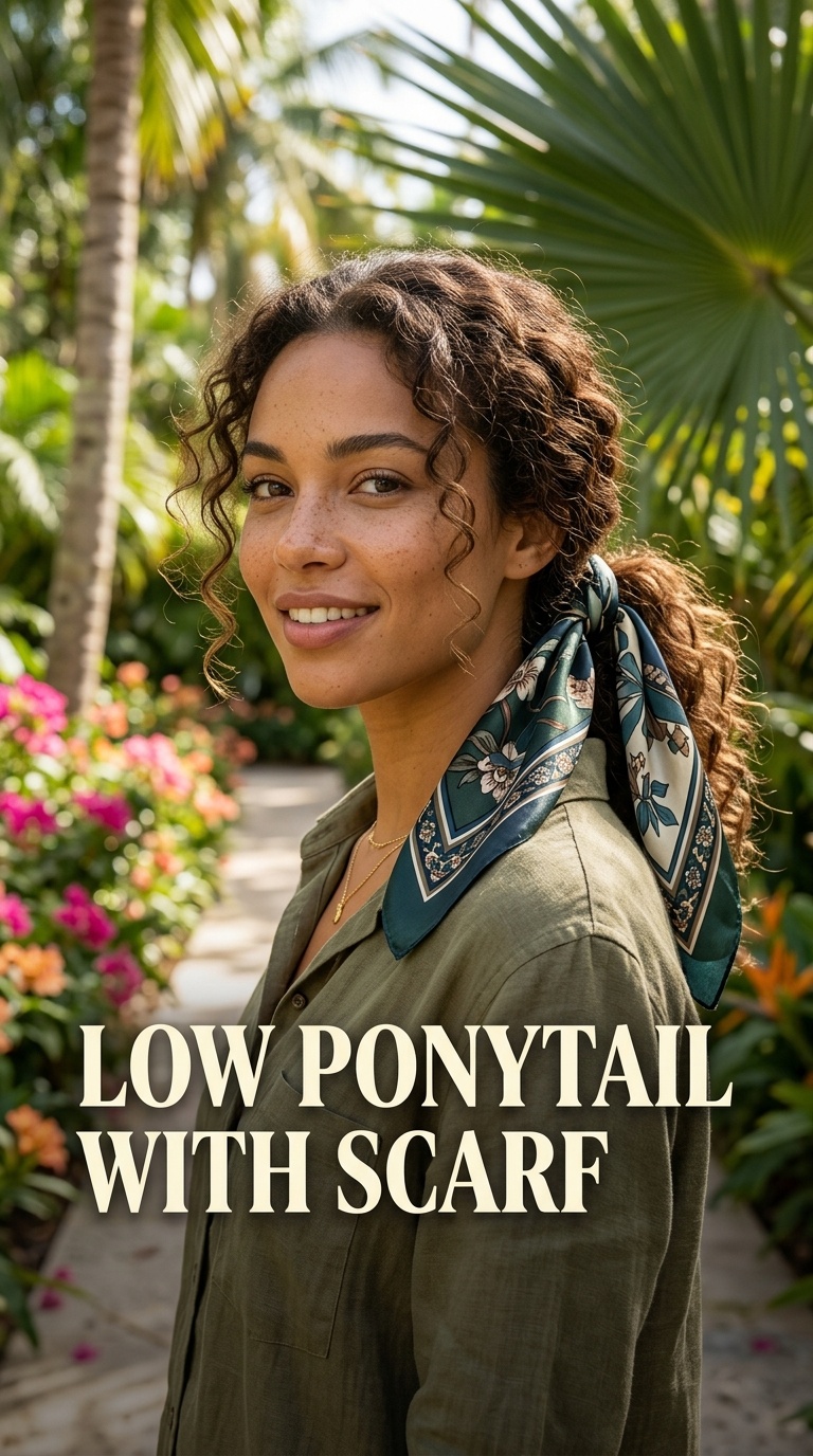 Low Ponytail with Scarf