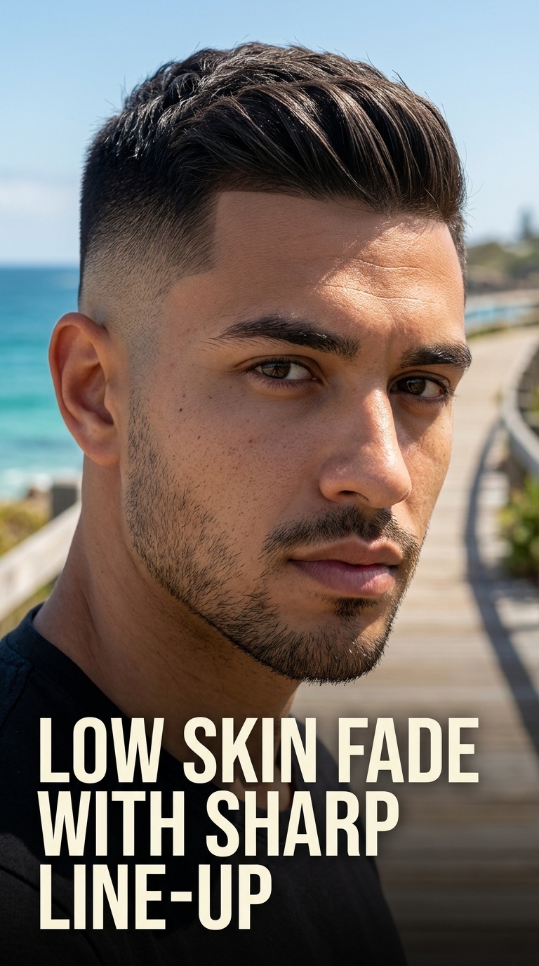 Low Skin Fade with Sharp Line-Up