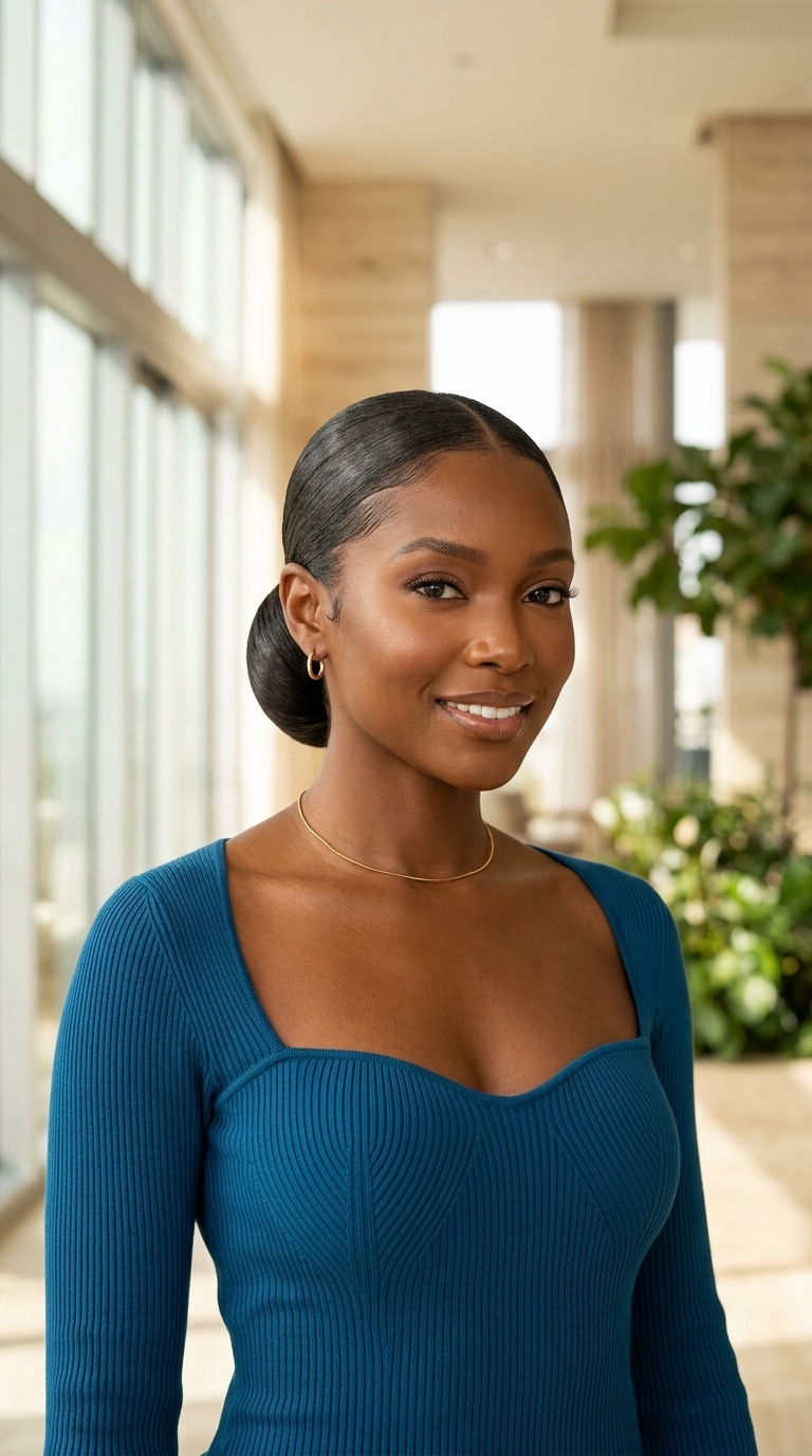 Low Sleek Bun Natural Hair