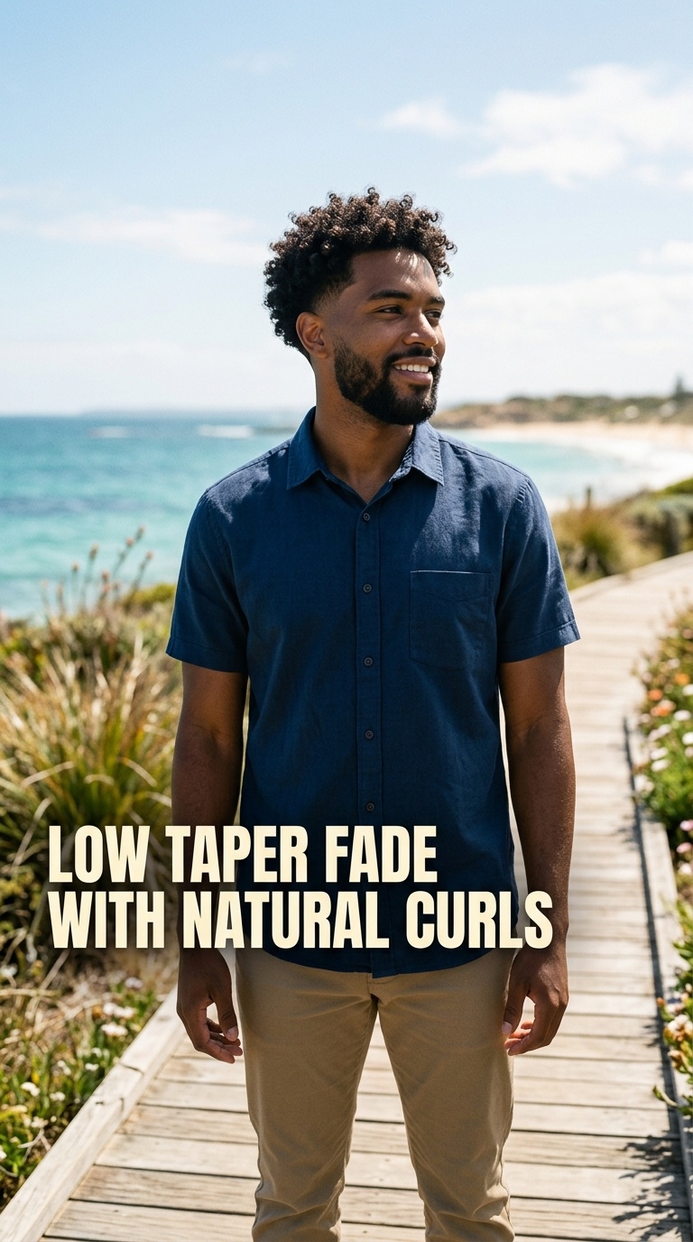 Low Taper Fade with Natural Curls