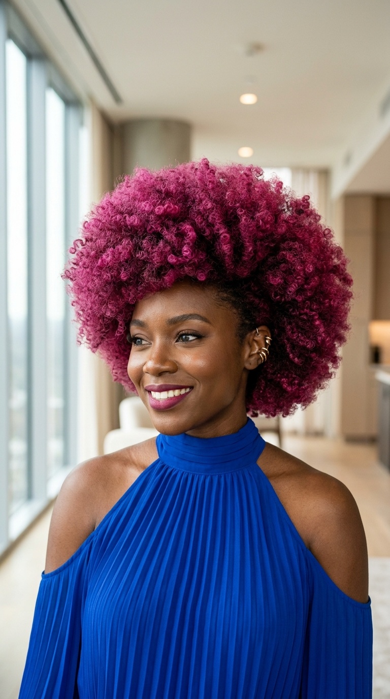 Magenta Pink Afro Kinky Wigs