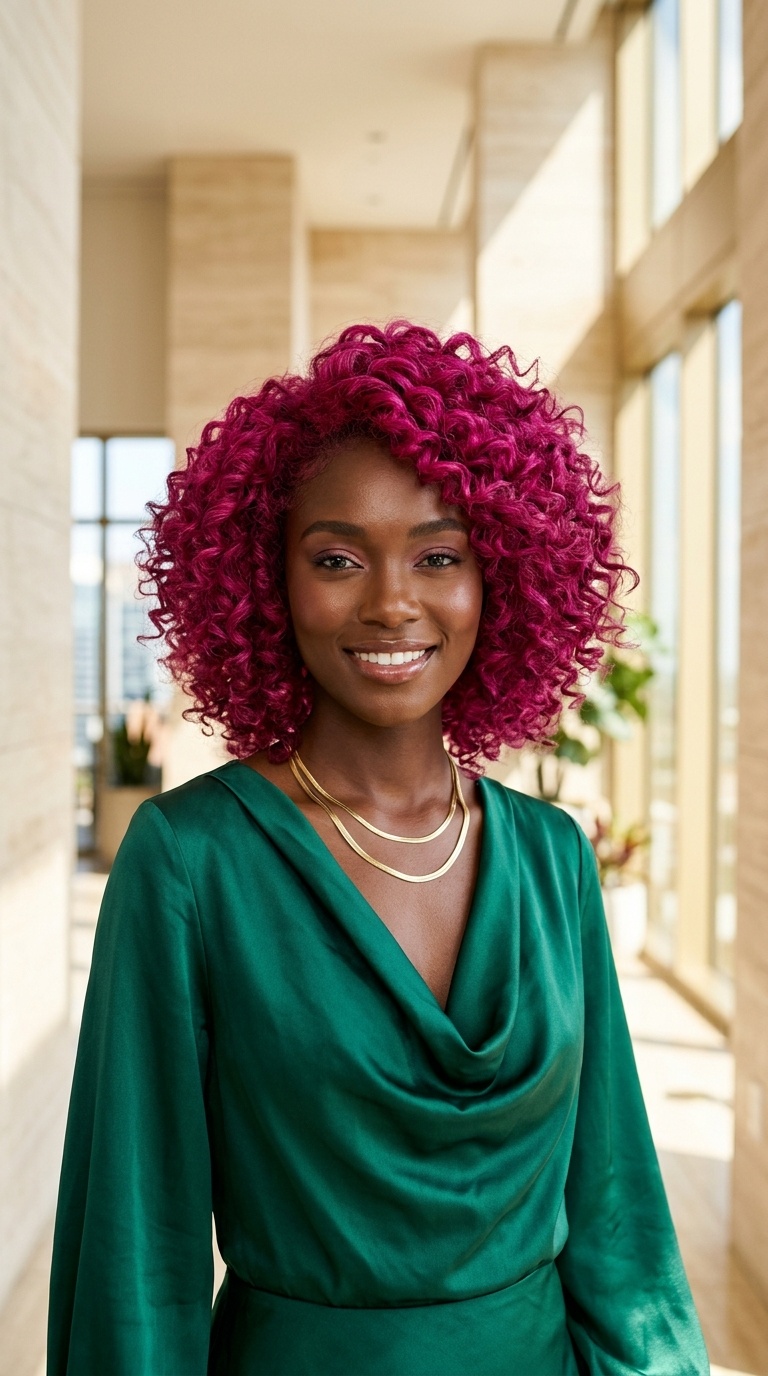 Magenta Pink Hair On Black Women