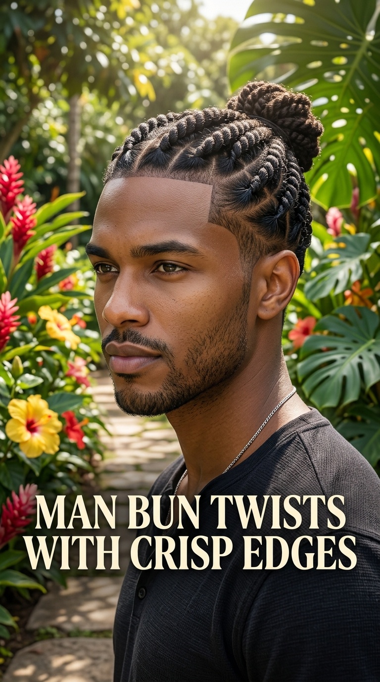 Man Bun Twists with Crisp Edges