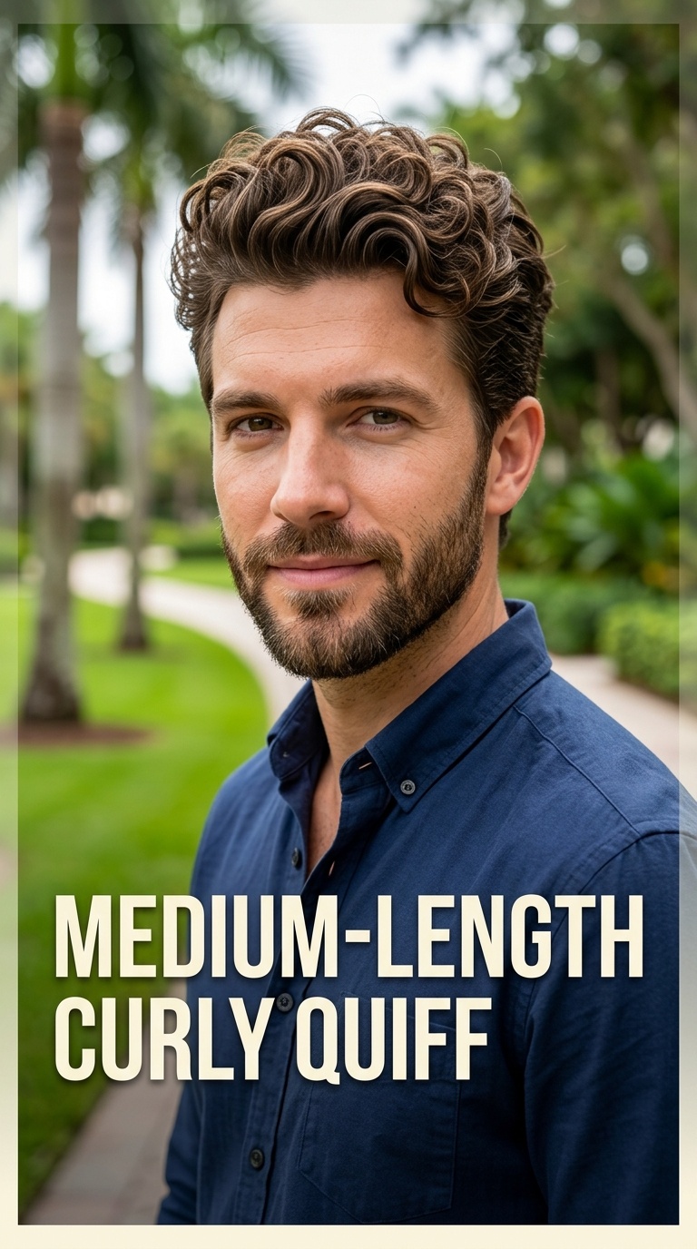 Medium-Length Curly Quiff