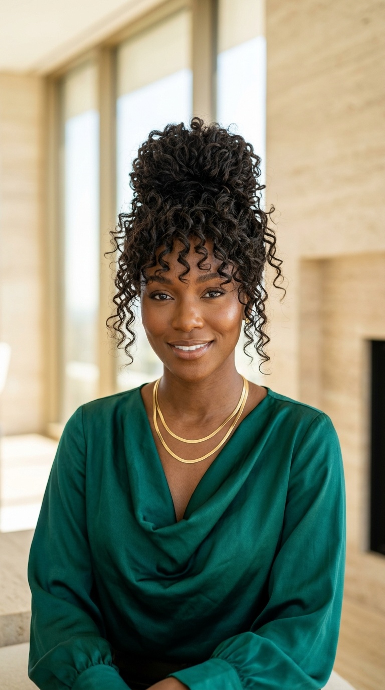 Messy Bun Curly Wig Style