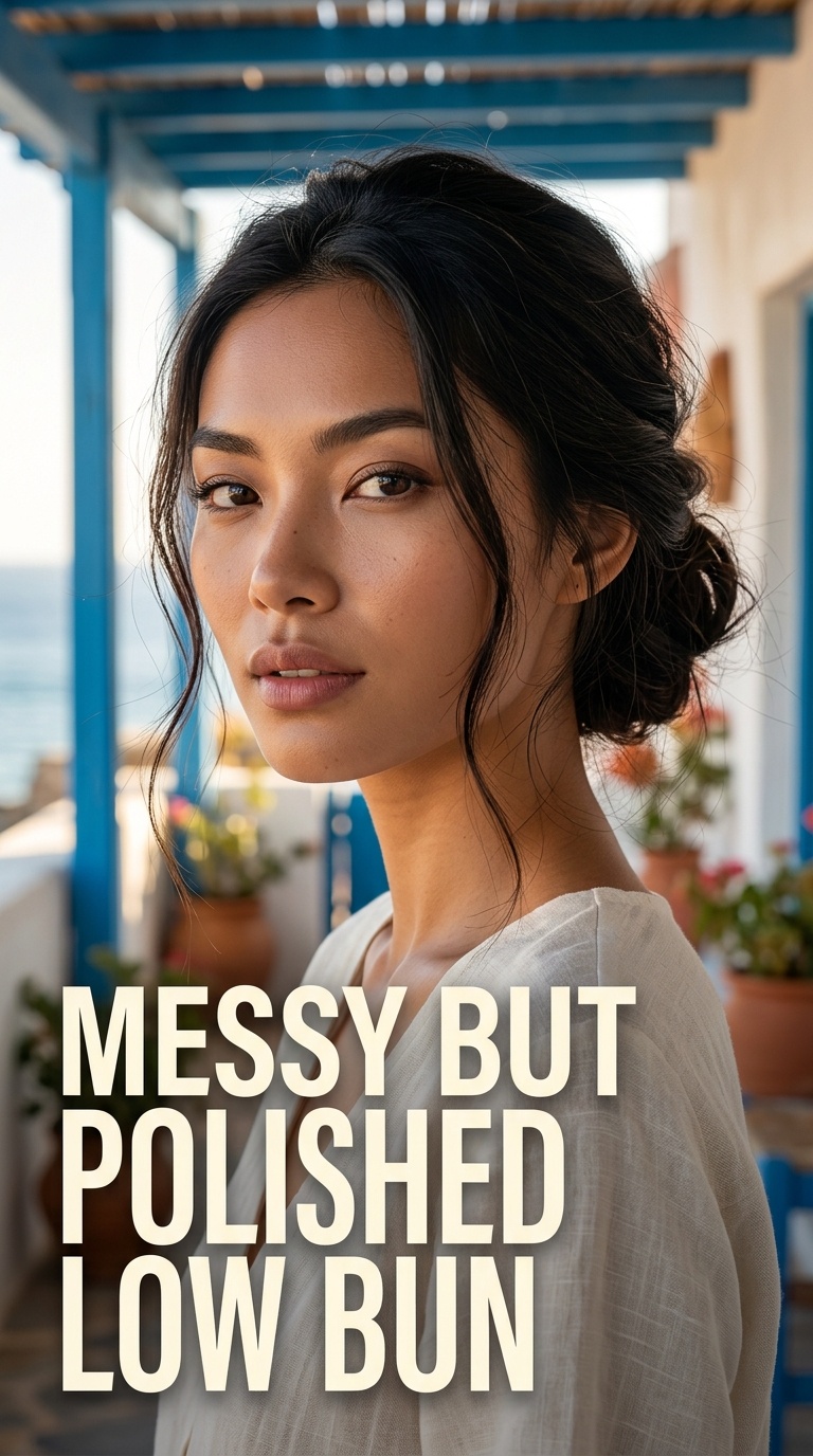 Messy But Polished Low Bun
