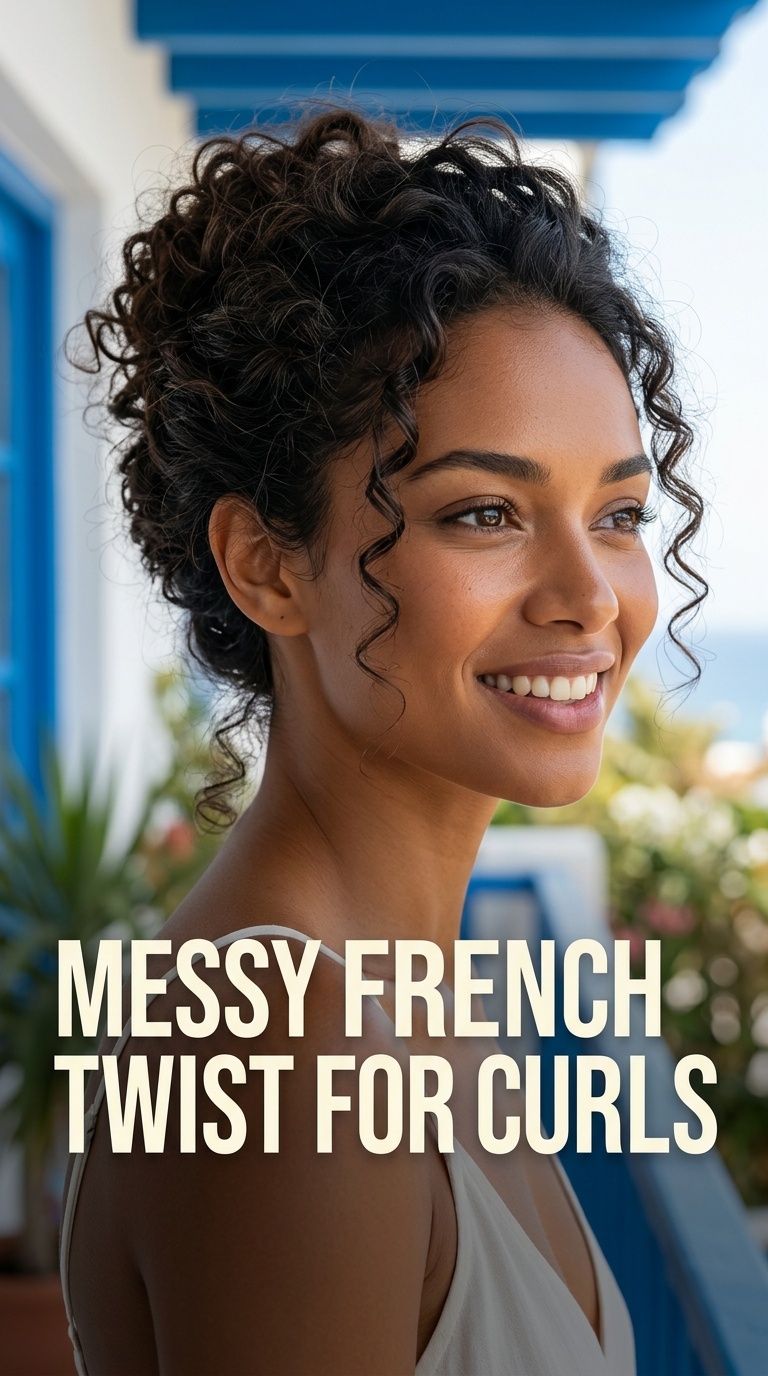 Messy French Twist for Curls