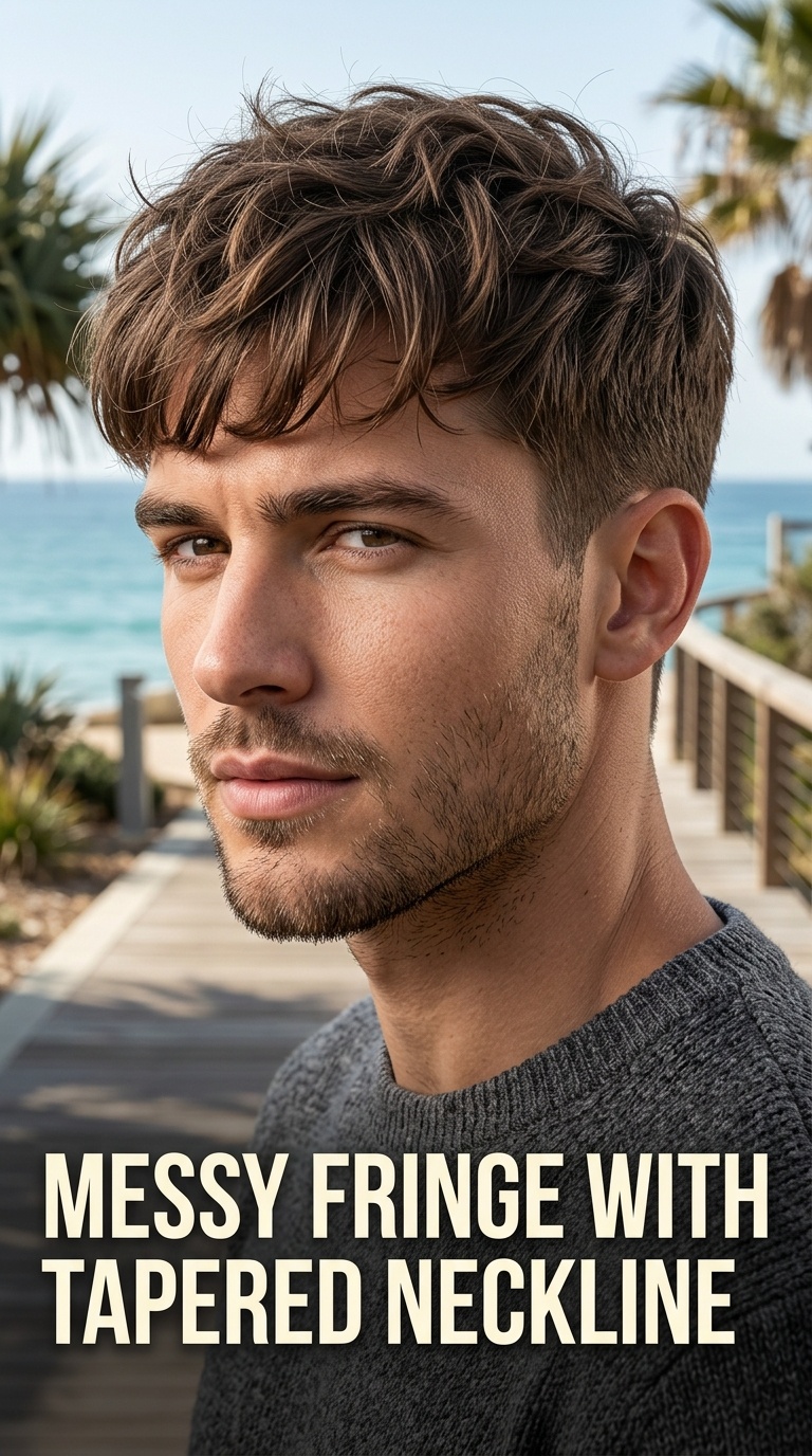 Messy Fringe with Tapered Neckline