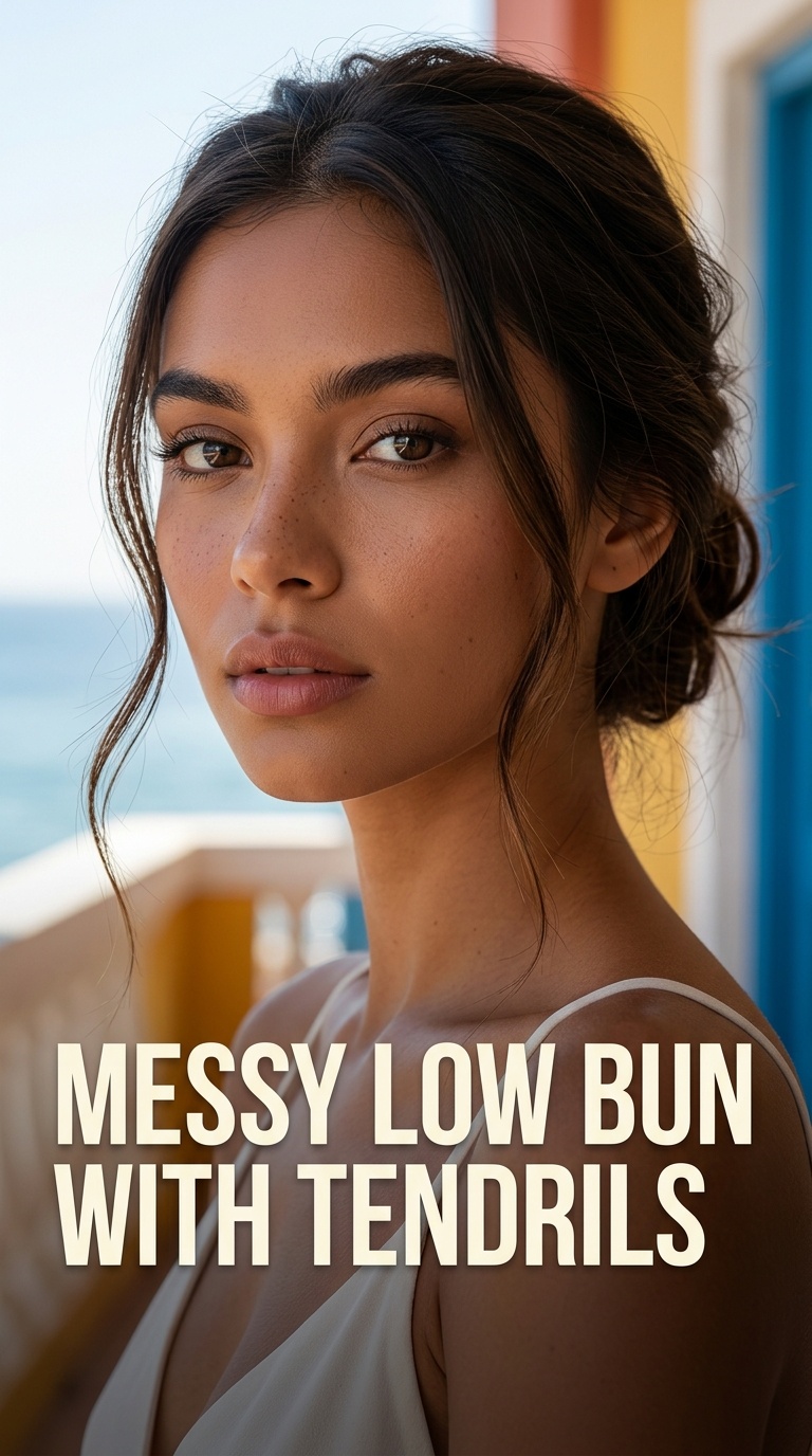 Messy Low Bun with Tendrils
