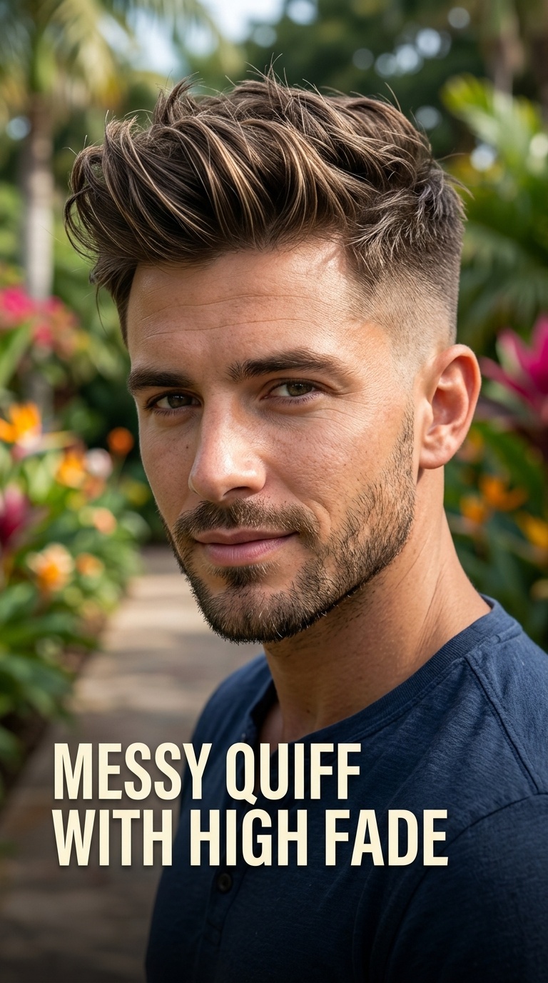 Messy Quiff with High Fade