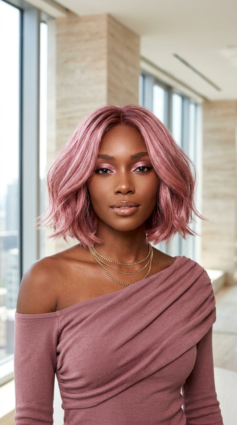 Metallic Pink Hair On Black Women