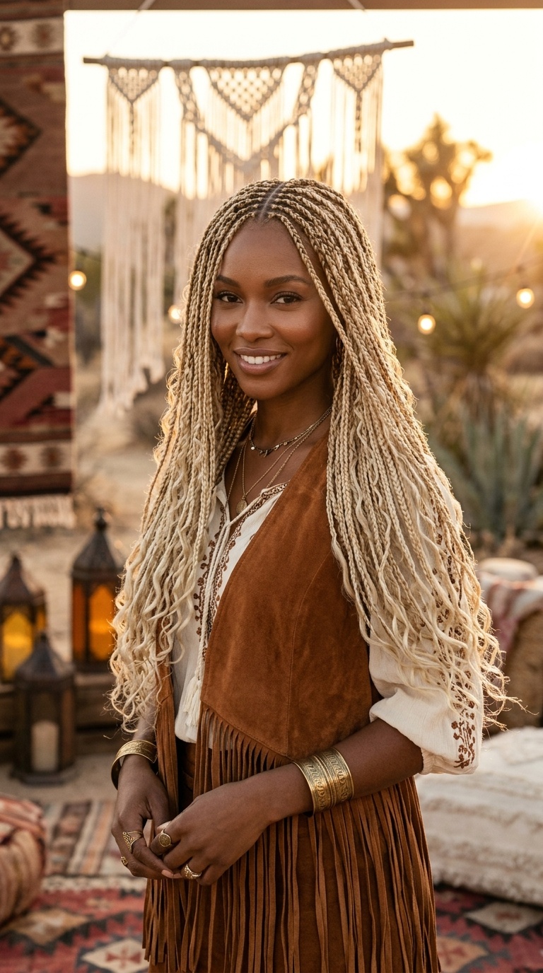 Micro Blonde Bohemian Box Braids