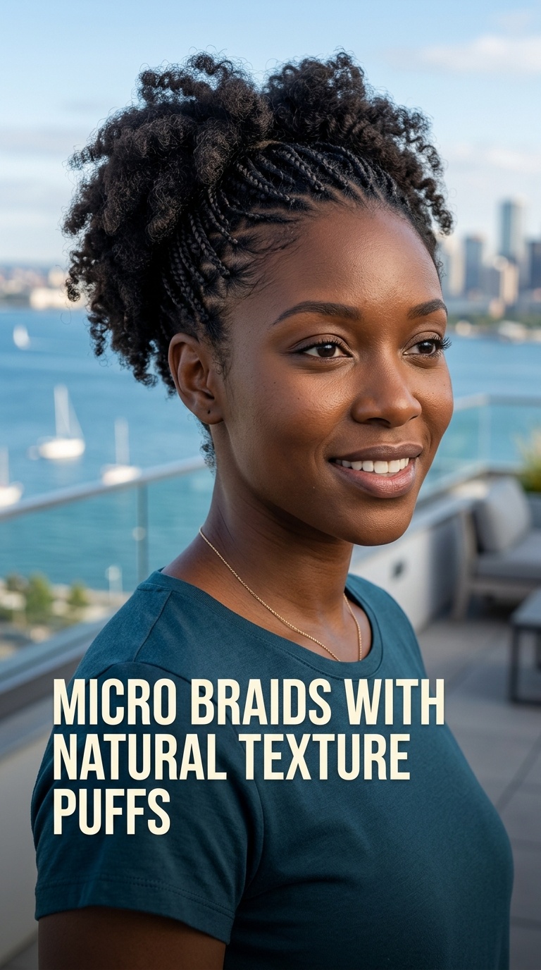 Micro Braids with Natural Texture Puffs