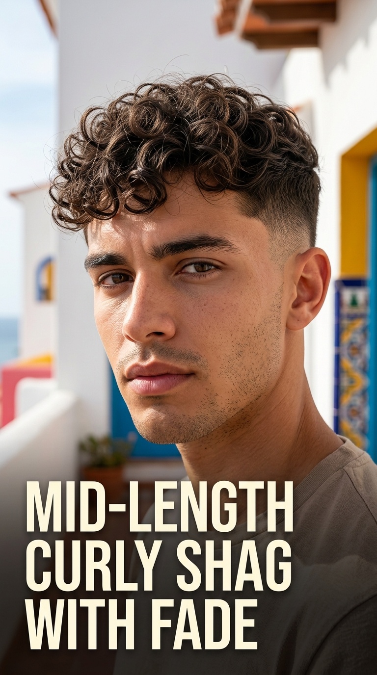 Mid-Length Curly Shag with Fade