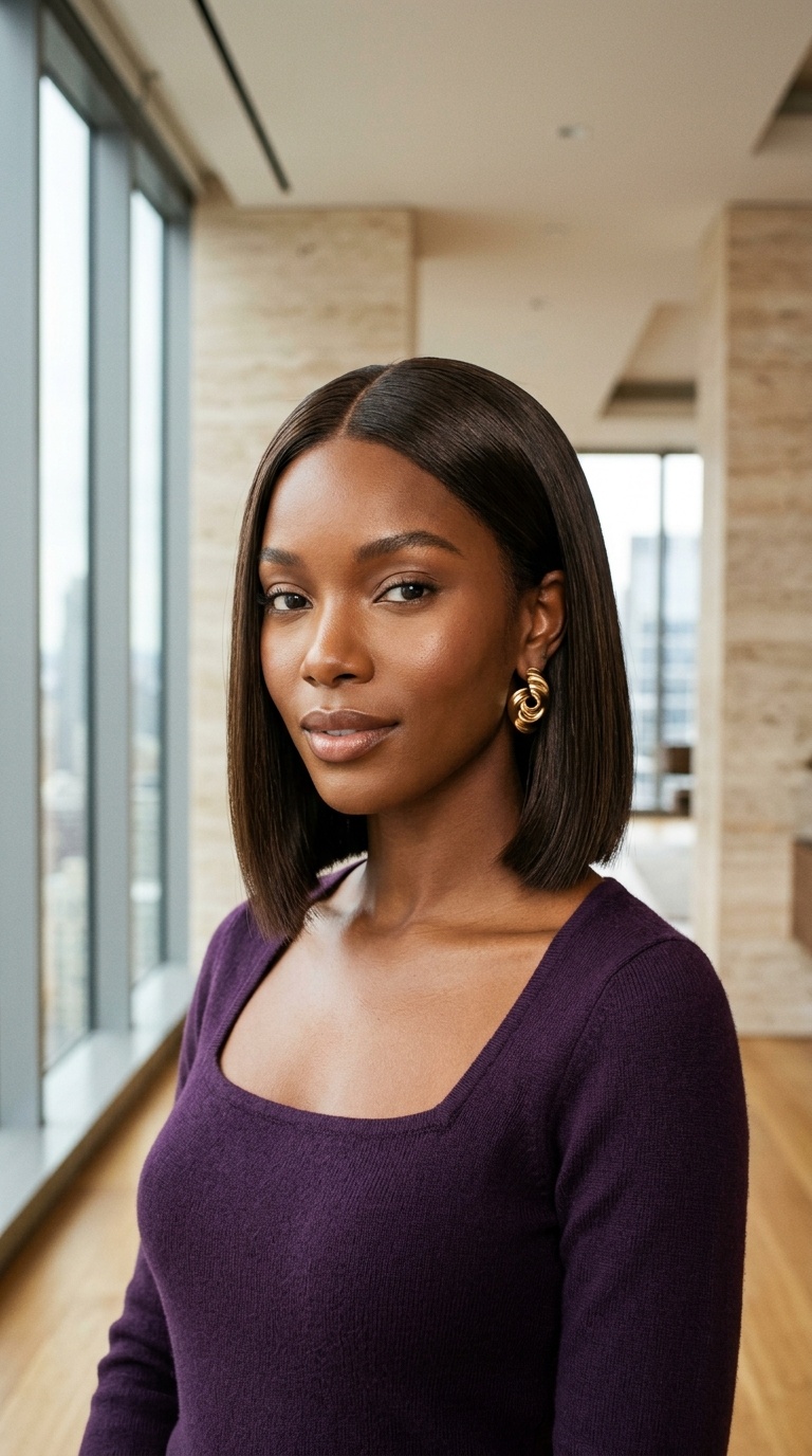 Middle Part Sleek Bob Wig