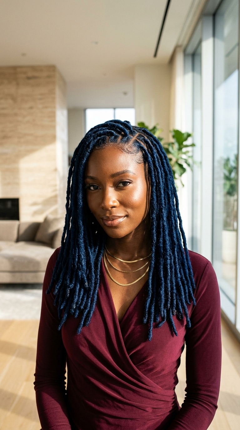 Midnight Blue Locs Black Women