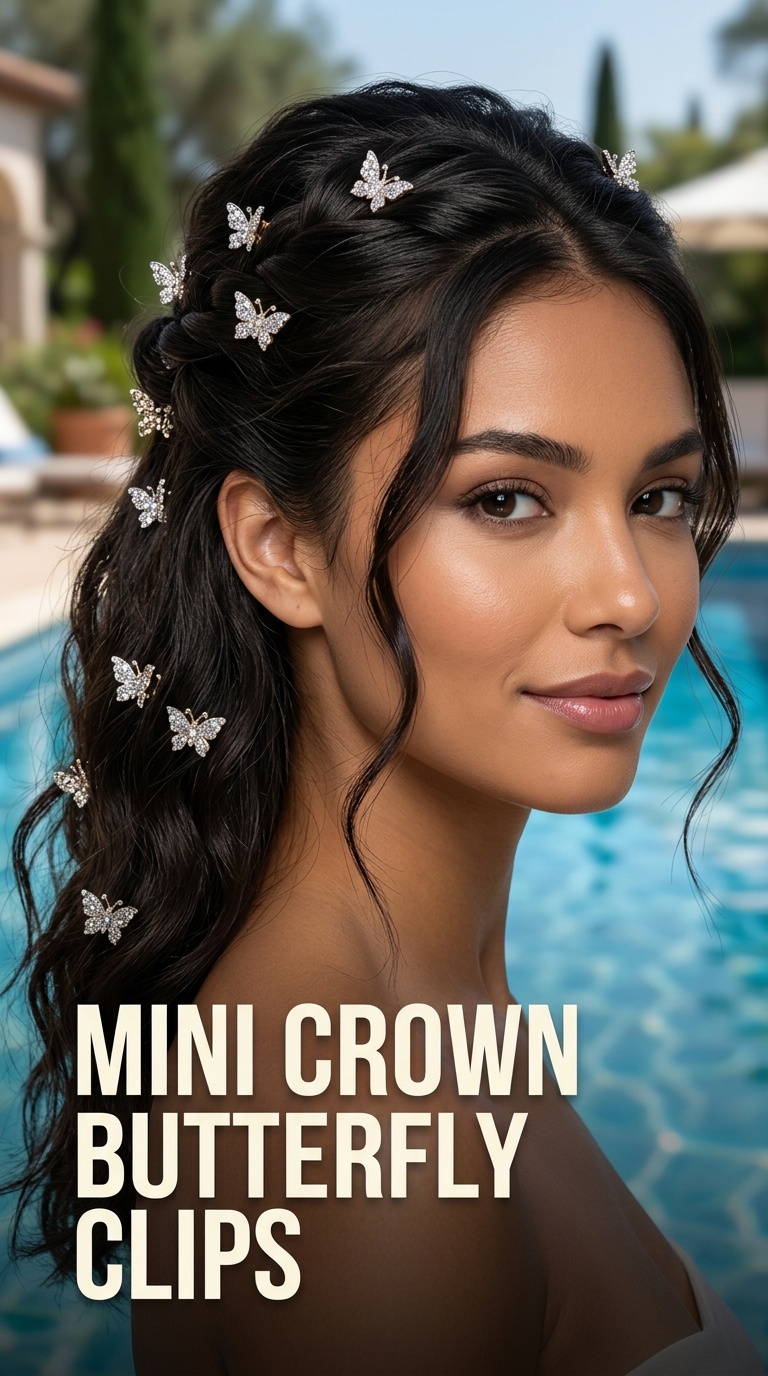 Mini Crown Butterfly Clips