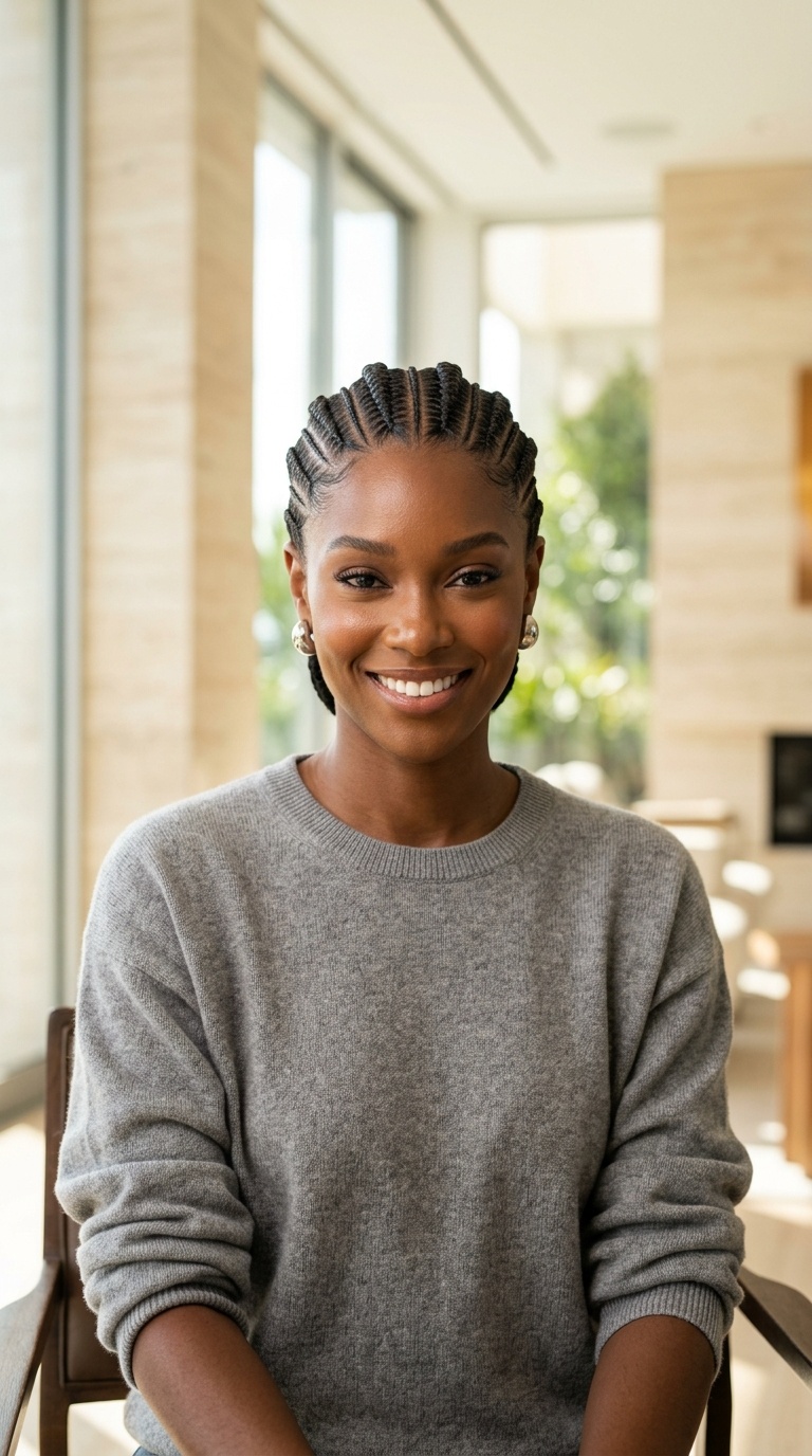 Mixed Size Straight Back Braids