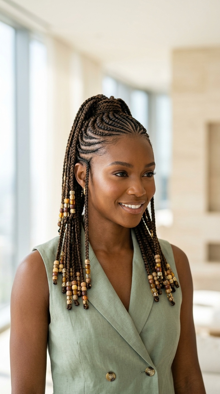 Mohawk Braids With Beads Black Women