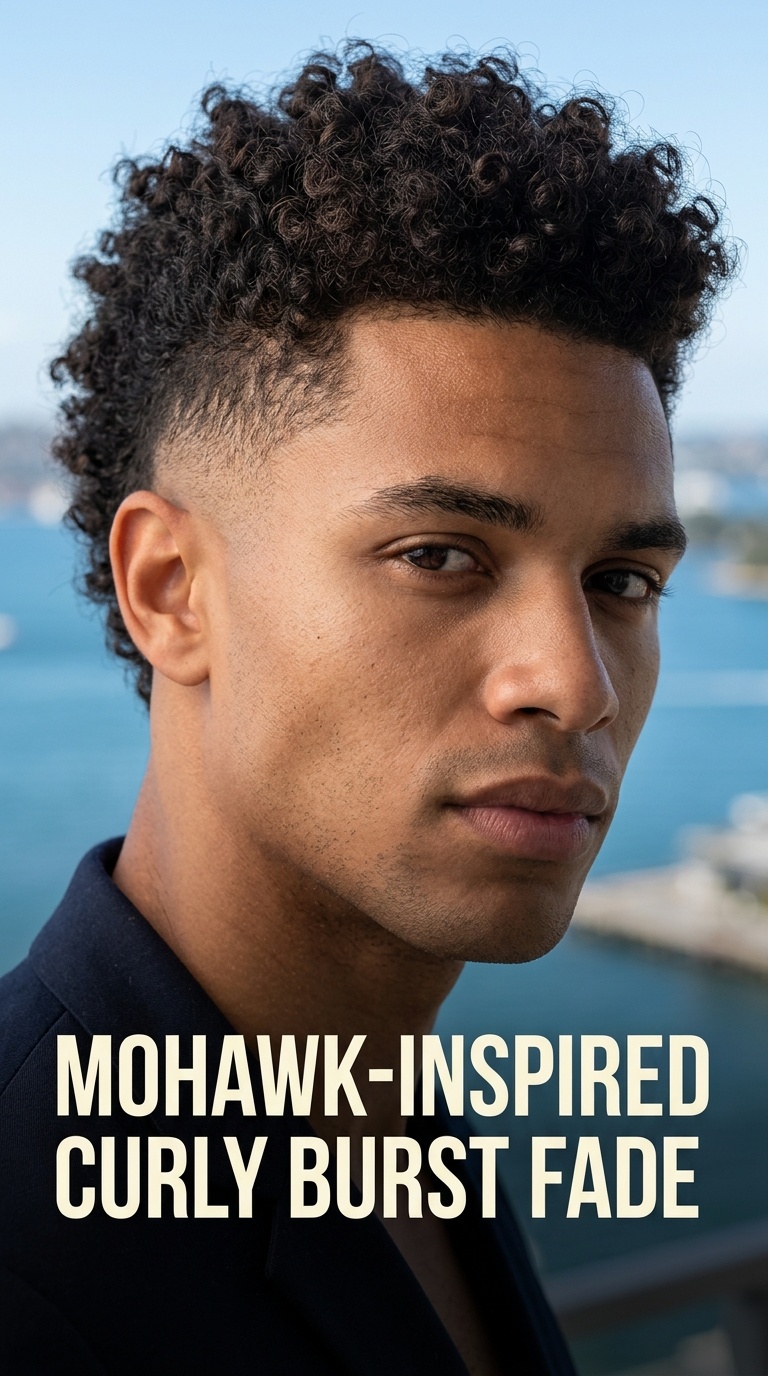 Mohawk-Inspired Curly Burst Fade