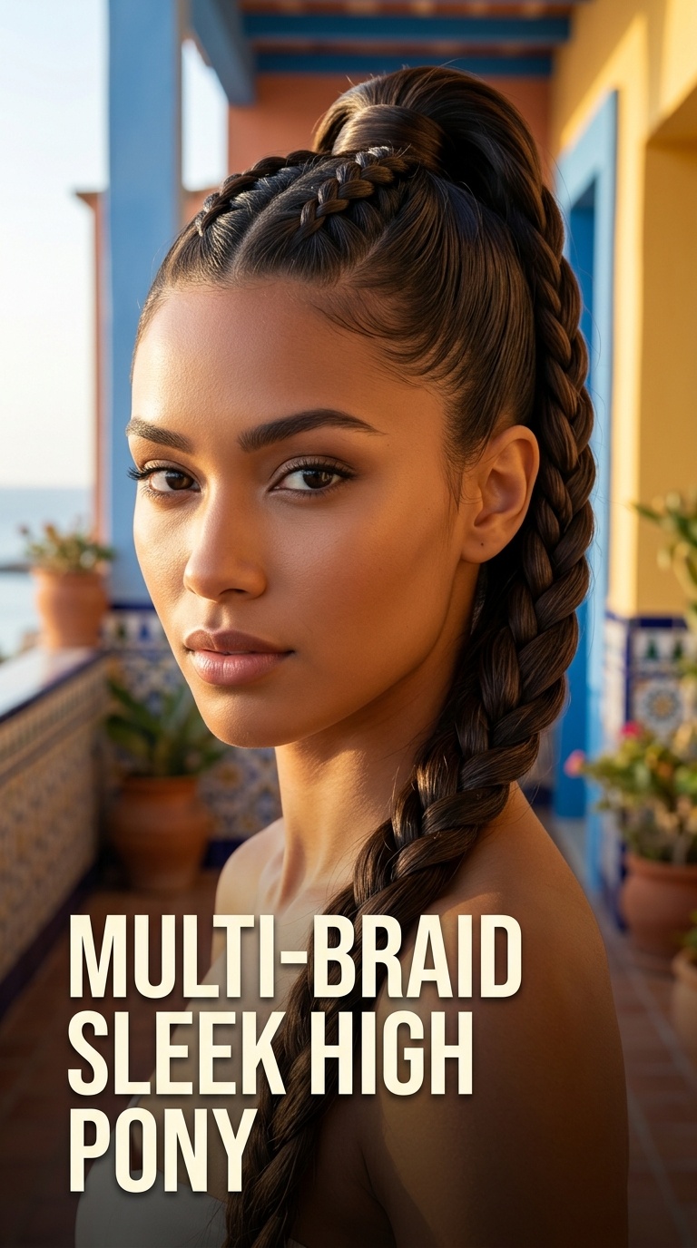Multi-Braid Sleek High Pony