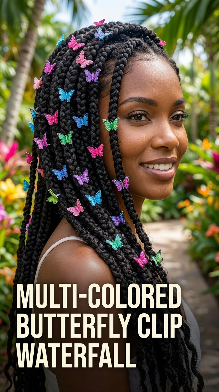 Multi-Colored Butterfly Clip Waterfall