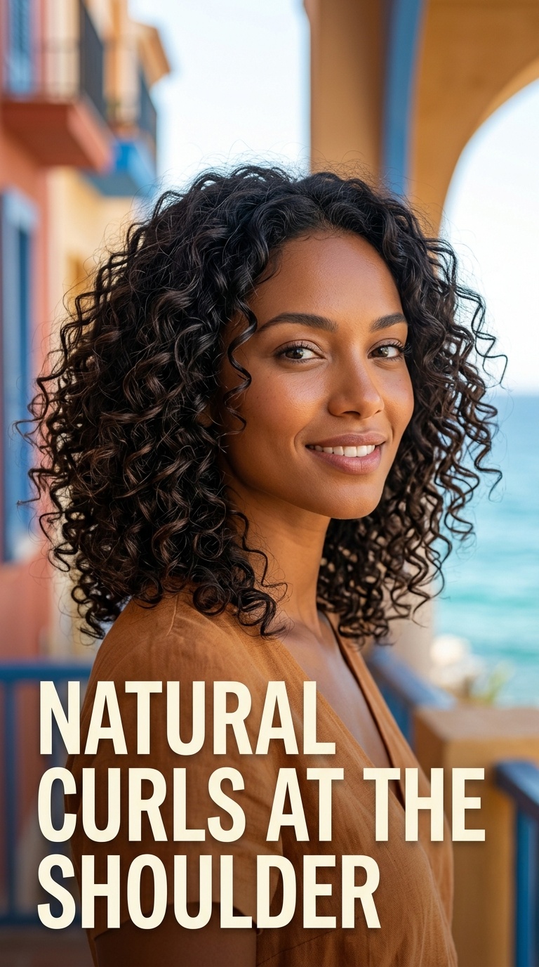 Natural Curls at the Shoulder