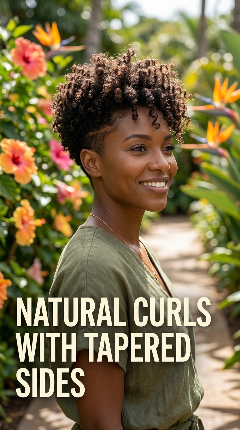 Natural Curls with Tapered Sides