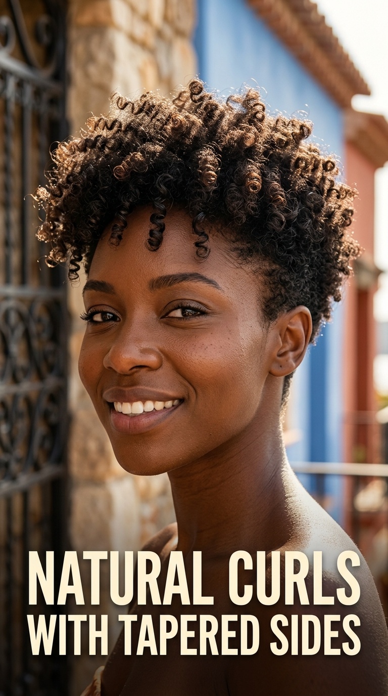 Natural Curls with Tapered Sides