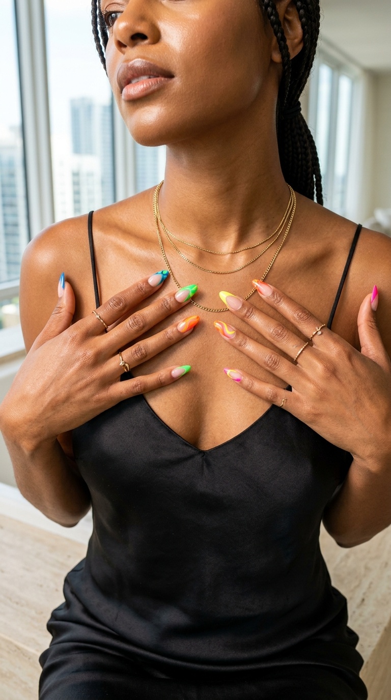 Neon Bright Nails Black Women