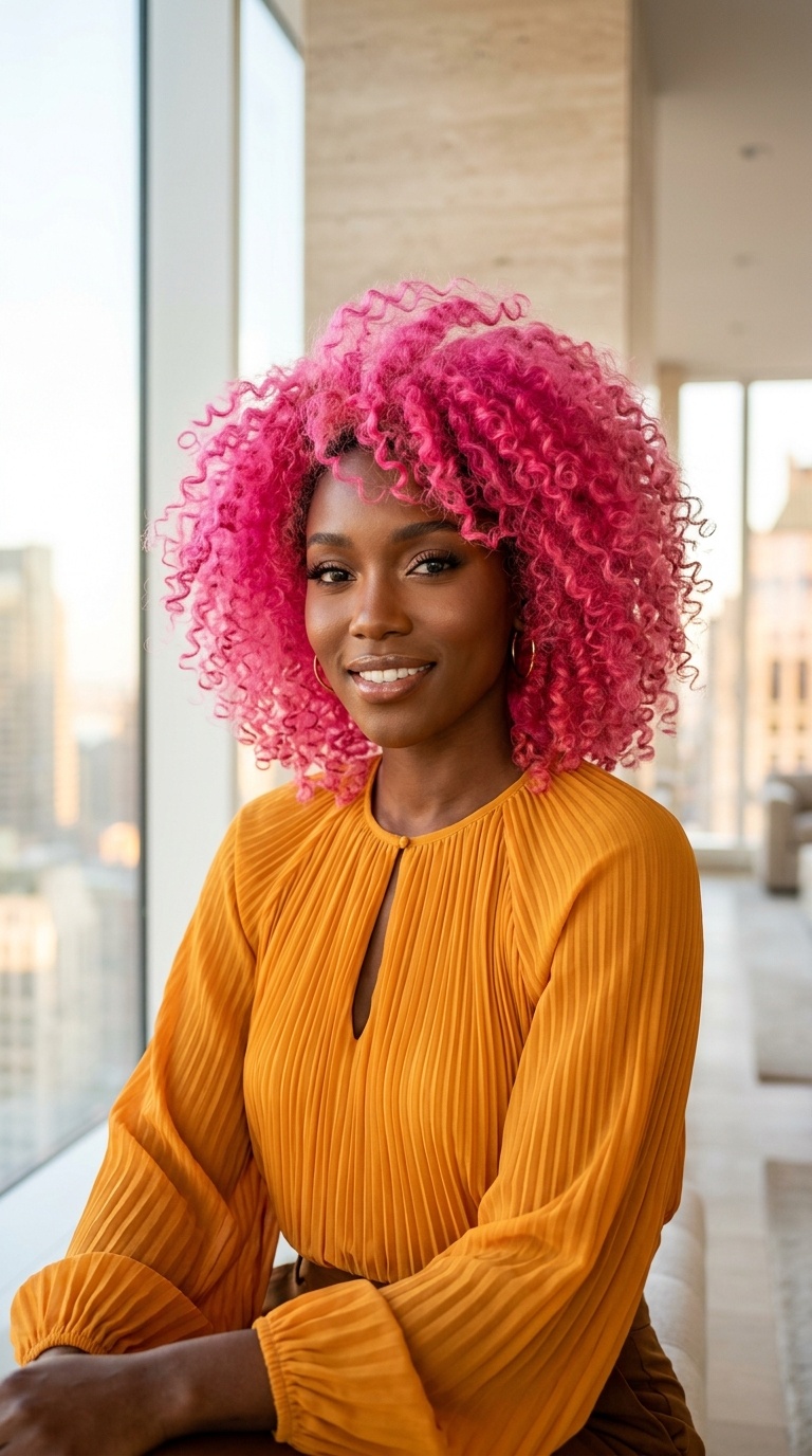 Neon Pink Hair On Dark Skin