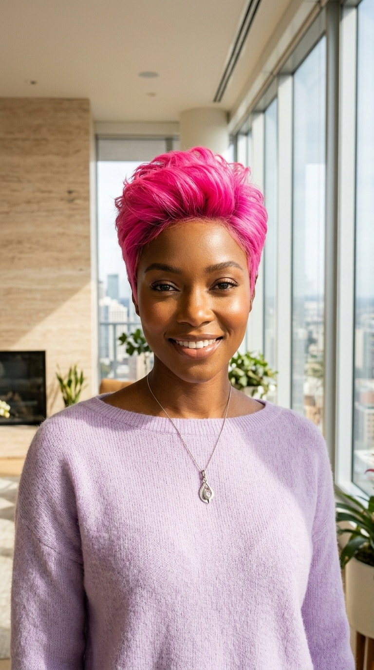 Neon Pink Pixie Cut Wigs