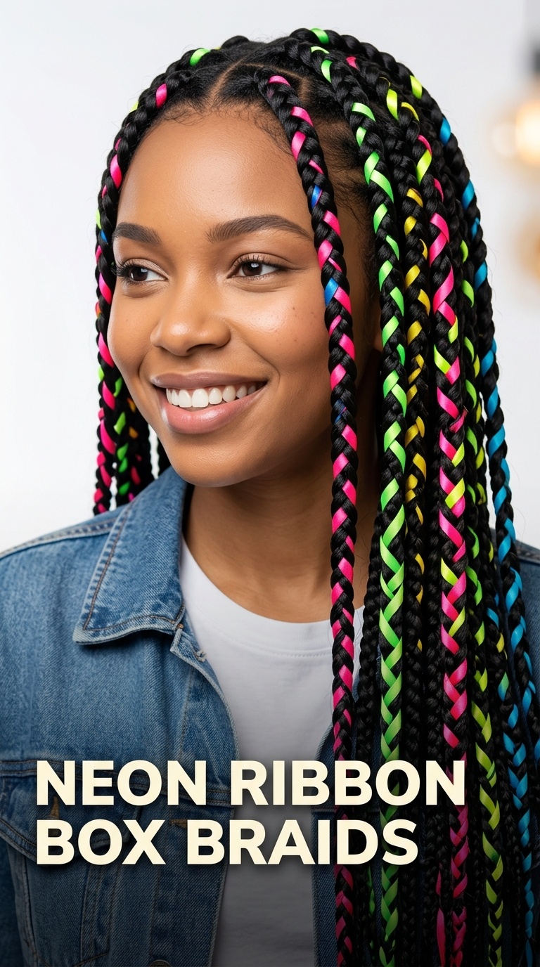 Neon Ribbon Box Braids