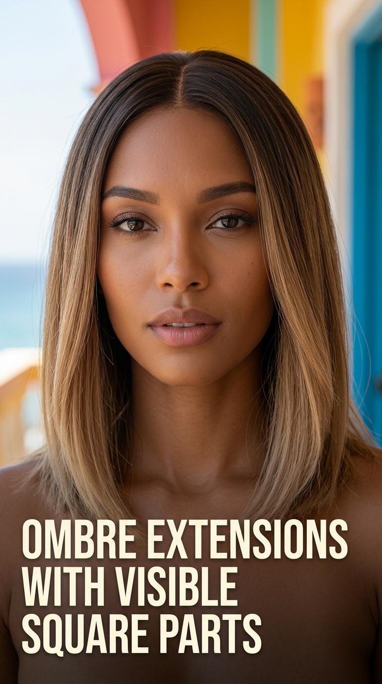 Ombre Extensions with Visible Square Parts