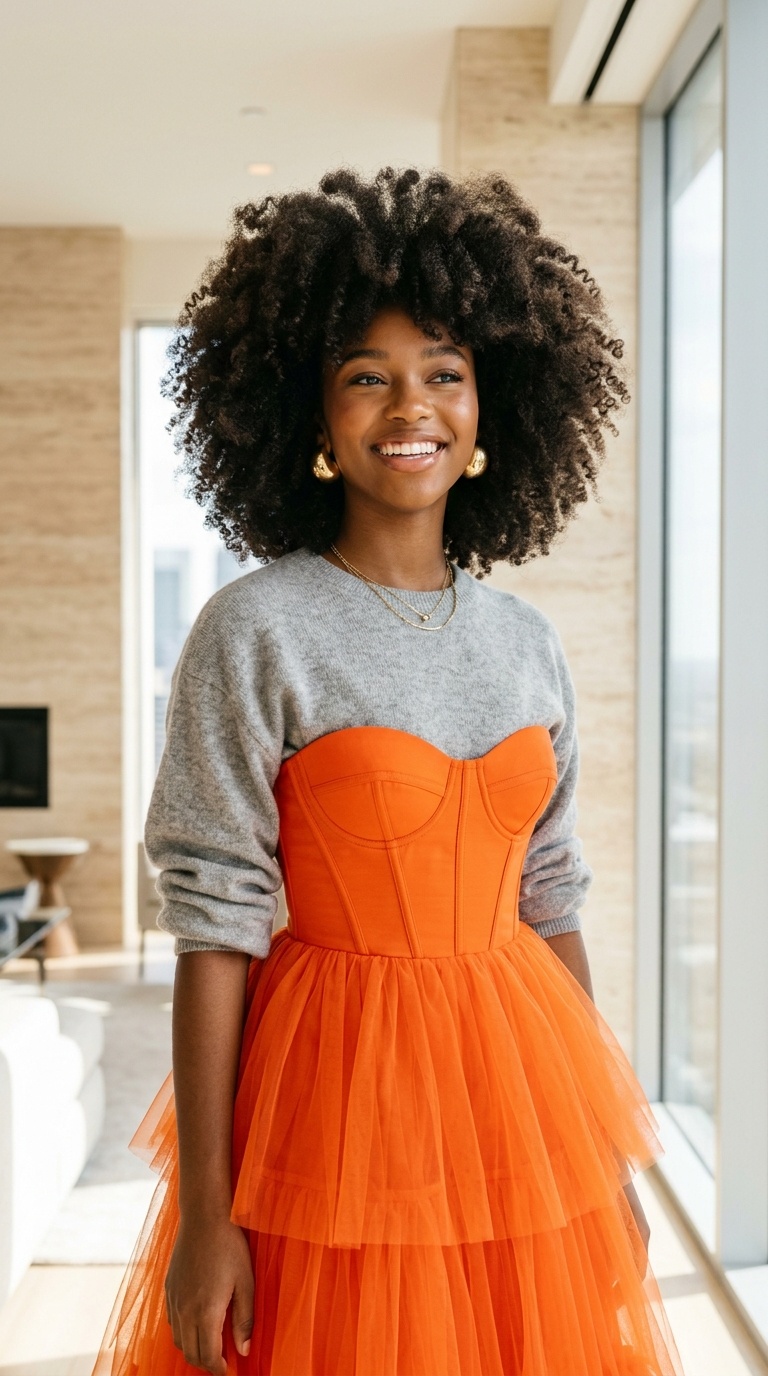 Orange Corset Birthday Dress