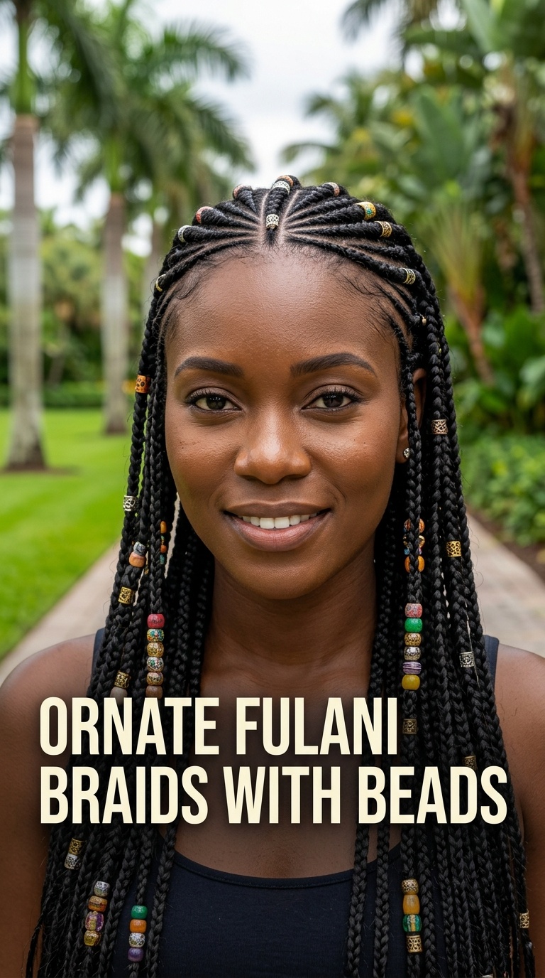 Ornate Fulani Braids with Beads